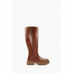 Dune London Natural Tape Contrast Sole Highleg Boots