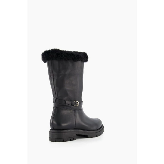 Dune London Black Regents Faux Fur Trim Calf Boots 4 Dune London Black Regents Faux Fur Trim Calf Boots - Image 2