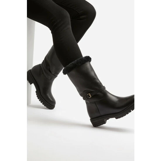 Dune London Black Regents Faux Fur Trim Calf Boots 7 Dune London Black Regents Faux Fur Trim Calf Boots - Image 5