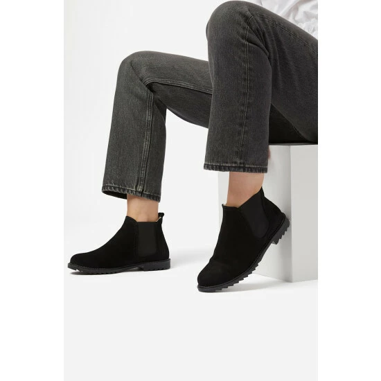 Dune London Black Pedal Faux Fur Lined Cropped Low Boots 3 Dune London Black Pedal Faux Fur Lined Cropped Low Boots