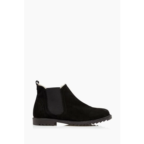 Dune London Black Pedal Faux Fur Lined Cropped Low Boots 4 Dune London Black Pedal Faux Fur Lined Cropped Low Boots - Image 2
