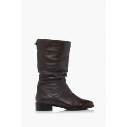 Dune London Rosalindas Black Wide Fit Ruched Calf Boots