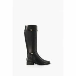 Dune London Black Wf Tap Buckle Trim High Boots