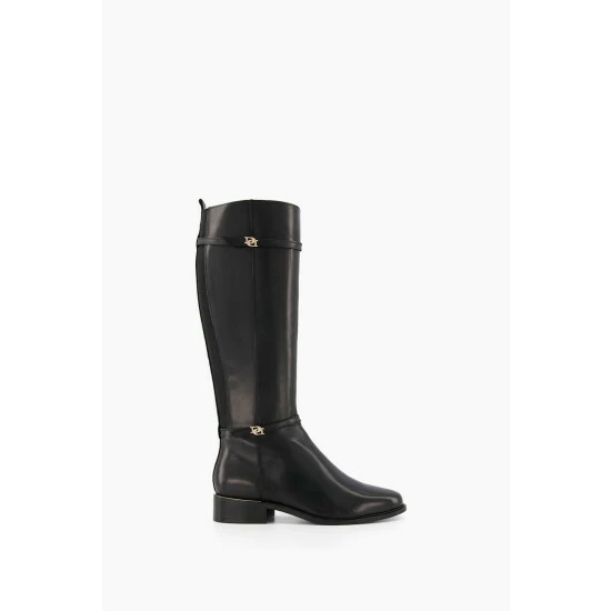 Dune London Black Wf Tap Buckle Trim High Boots 3 Dune London Black Wf Tap Buckle Trim High Boots