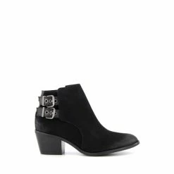 Dune London Black Pinna Double Buckle Western Boots