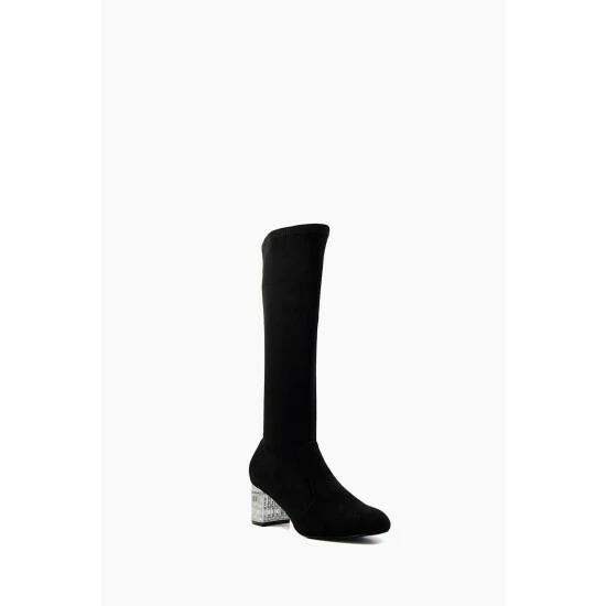 Dune London Starlet Jewel Heel High Leg Black Boots 5 Dune London Starlet Jewel Heel High Leg Black Boots - Image 3