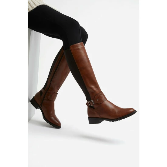 Dune London Treasury Harness Detail High Brown Boots 7 Dune London Treasury Harness Detail High Brown Boots - Image 5