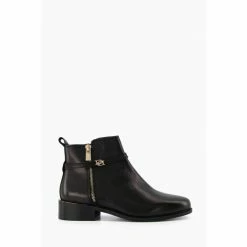 Dune London Black Wf Pap Buckle Trim Ankle Boots