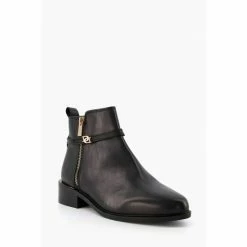 Alternative view of Dune London Black Wf Pap Buckle Trim Ankle Boots