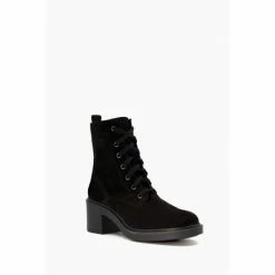 Alternative view of Dune London Pastel Suede Lace Up Black Heeled Boots
