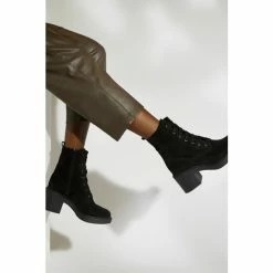 Dune London Pastel Suede Lace Up Black Heeled Boots -Dune London Sales unnamed file 2062