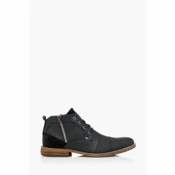 Dune London Capitals Black Casual Zip Detail Lace Up Boots
