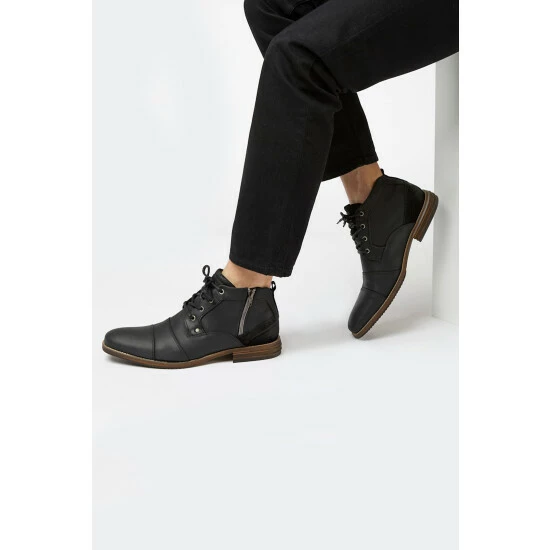 Dune London Capitals Black Casual Zip Detail Lace Up Boots 7 Dune London Capitals Black Casual Zip Detail Lace Up Boots - Image 5