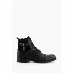 Dune London Black Call Casual Buckle Detail Ankle Boots