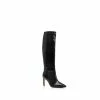 Dune London Black Spice Pointed Stiletto Knee High Heeled Boots