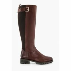 Dune London Brown Trend Buckle Detail Boots