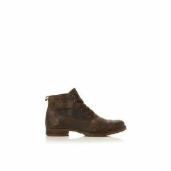 Dune London Simon Dark Brown Heavy Duty Leather Ankle Boots