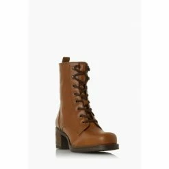 Alternative view of Dune London Pearse T Brown Lace Up Mid Block Heel Ankle Boots