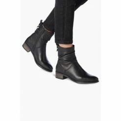 Dune London Black Pagerss 2 Ruched Low Block Heel Ankle Boots -Dune London Sales unnamed file 2215