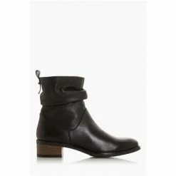 Dune London Black Pagerss 2 Ruched Low Block Heel Ankle Boots -Dune London Sales unnamed file 2216