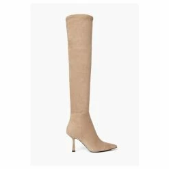 Dune London Natural Sibella Flare Heel High Leg Boots