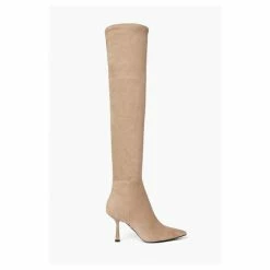 Dune London Natural Sibella Flare Heel High Leg Boots -Dune London Sales unnamed file 2222