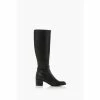 Dune London Black Taxi Refined Buckle Strap Knee High Zip Up Boots -Dune London Sales unnamed file 2223