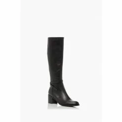 Alternative view of Dune London Black Taxi Refined Buckle Strap Knee High Zip Up Boots