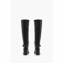 Dune London Black Taxi Refined Buckle Strap Knee High Zip Up Boots -Dune London Sales unnamed file 2225