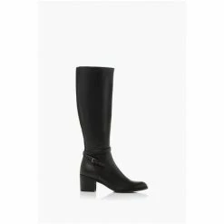 Dune London Black Taxi Refined Buckle Strap Knee High Zip Up Boots -Dune London Sales unnamed file 2227