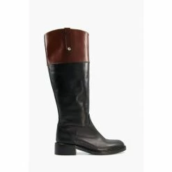 Dune London Tonia Black Two Tone Riding Boots