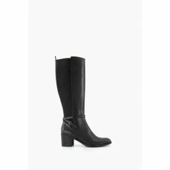 Dune London Taxie Classic Black Block Heel Boots