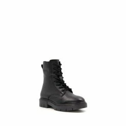 Alternative view of Dune London Girls Leather Tracker Sole Lace Up Biker Black Boots