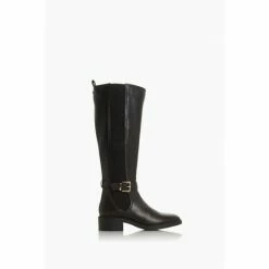 Dune London Torent T Black Buckled Knee High Boots