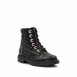Alternative view of Dune London Girls Embellished Quilted Leather Biker Black Boots