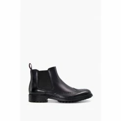 Dune London Check Brogue Chelsea Black Boots