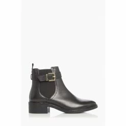 Dune London Piros T Black Buckle Strap Ankle Boots