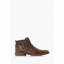 Dune London Captains Double Toe Cap Detail Leather Brown Boots