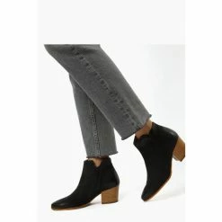 Dune London Parlour Black Cropped Western Ankle Shoes -Dune London Sales unnamed file 2392
