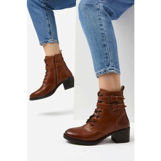 Dune London Brown Wf Paxan Buckle Detail Heeled Boots 7 Dune London Brown Wf Paxan Buckle Detail Heeled Boots - Image 5