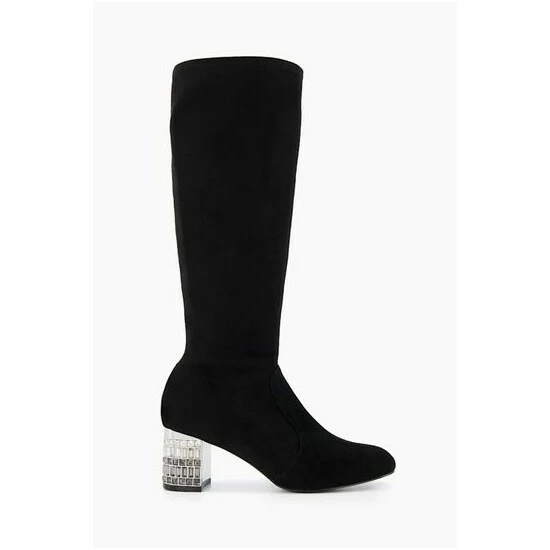 Dune London Black Stargazer Jewel Heel Stretch High Boots 8 Dune London Black Stargazer Jewel Heel Stretch High Boots - Image 6