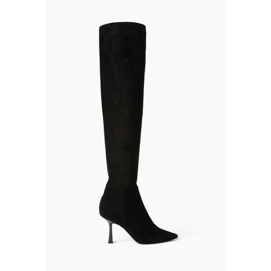 Dune London Black Sibella Flare Heel High Leg Boots 3 Dune London Black Sibella Flare Heel High Leg Boots
