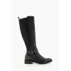 Dune London Treasury Harness Detail Black High Boots