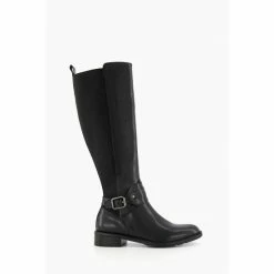 Dune London Treasury Harness Detail Black High Boots