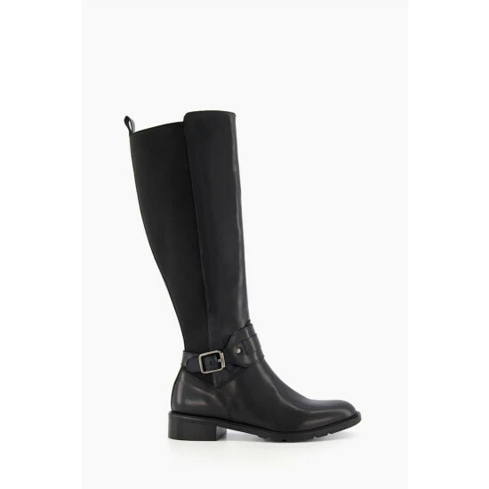 Dune London Treasury Harness Detail Black High Boots 3 Dune London Treasury Harness Detail Black High Boots