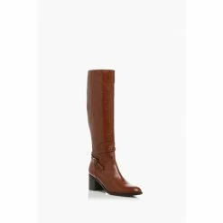 Alternative view of Dune London Brown Taxi Refined Buckle Strap Knee High Zip Up Boots