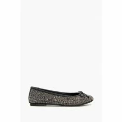 Dune London Harpar 2 Embossed Black Ballet Pump Shoes