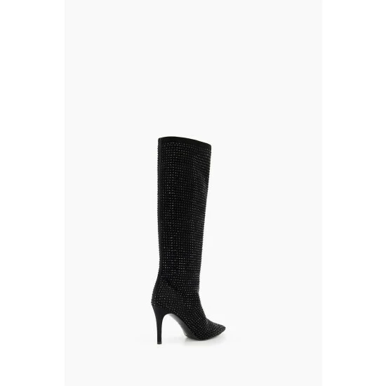 Dune London Black Sparkly Hotfix Highleg Point Boots 5 Dune London Black Sparkly Hotfix Highleg Point Boots - Image 3