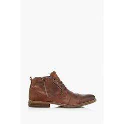 Dune London Brown Capitals Casual Zip Detail Lace Up Boots
