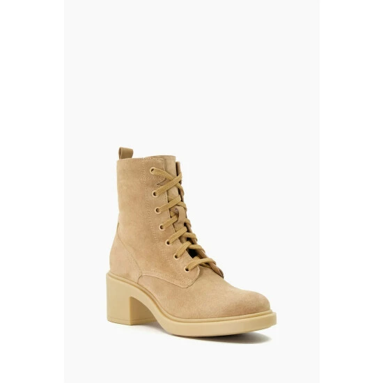 Dune London Pastel Suede Lace Up Heeled Brown Boots 4 Dune London Pastel Suede Lace Up Heeled Brown Boots - Image 2